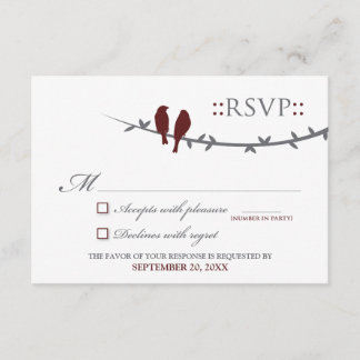 Love Birds RSVP Card (cranberry & white)
