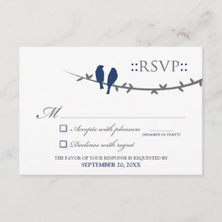 Love Birds RSVP Card (navy blue & white)