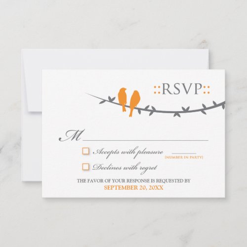 Love Birds RSVP Card (orange &amp; white)