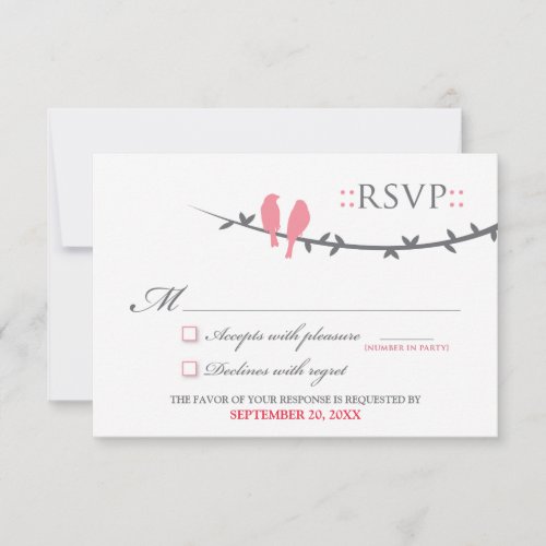 Love Birds RSVP Card (pink &amp; white)