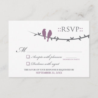 Love Birds RSVP Card (purple & white)