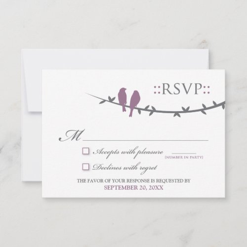 Love Birds RSVP Card (purple &amp; white)