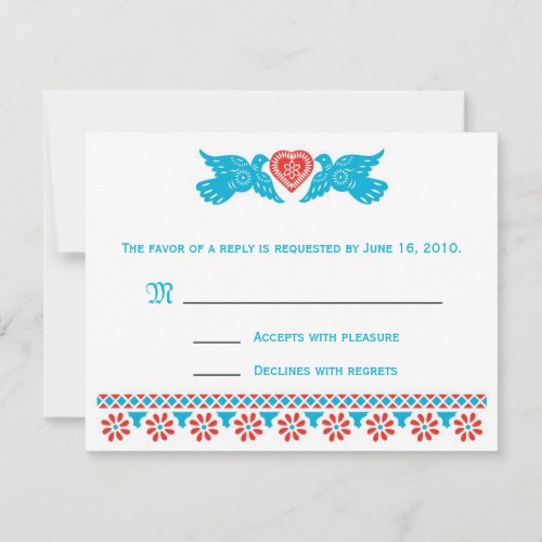 Love Birds RSVP Card _ red and blue