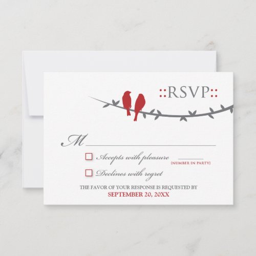 Love Birds RSVP Card (red &amp; white)