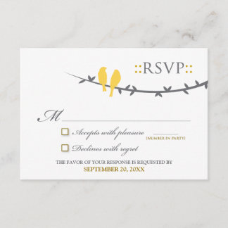 Love Birds RSVP Card (yellow & white)