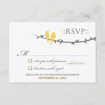 Love Birds Rsvp Card (yellow & White) by TheWeddingShoppe at Zazzle