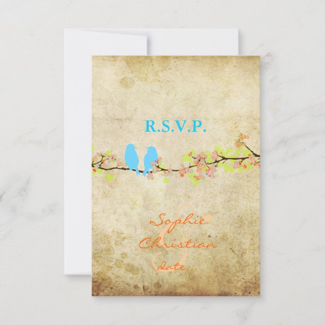 LOVE BIRDS, RSVPs/DIY color RSVP Card (Front)