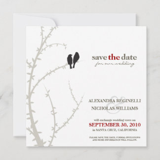 Love Birds Save the Date Announcement (black)