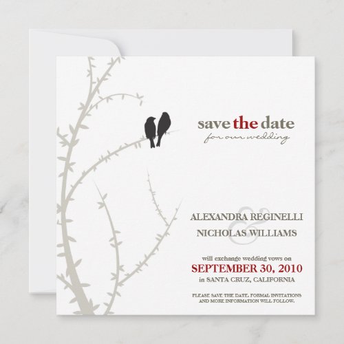 Love Birds Save the Date Announcement black