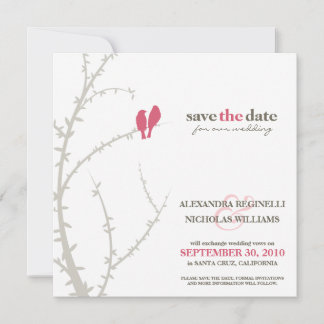 Love Birds Save the Date Announcement (fuchsia)