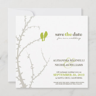 Love Birds Save the Date Announcement (lime)
