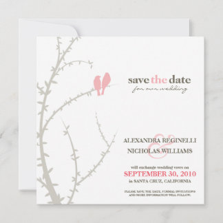 Love Birds Save the Date Announcement (pink)