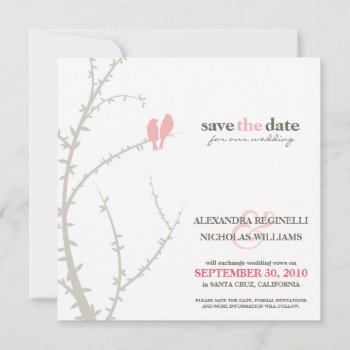 Love Birds Save The Date Announcement (pink) by TheWeddingShoppe at Zazzle