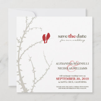 Love Birds Save the Date Announcement (red)
