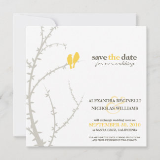Love Birds Save the Date Announcement (yellow)
