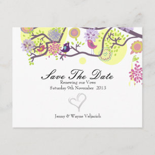 Love Birds Save The Date Card in White