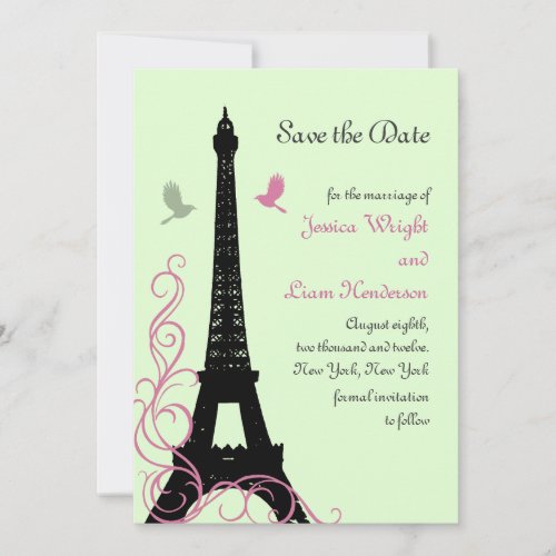 Love Birds Save the Date green