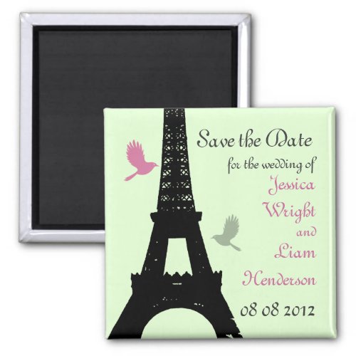 Love Birds Save the Date green Magnet