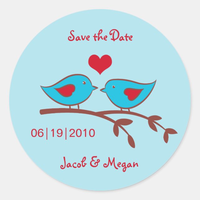 Love Birds Save the Date Label (Front)