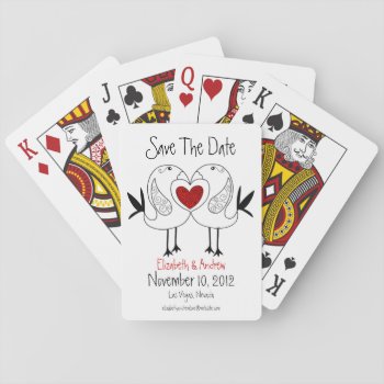 Love Birds Save The Date Playing Cards by pixibition at Zazzle