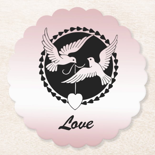Love Birds Set of Sturdy Pink Paper Coasters
