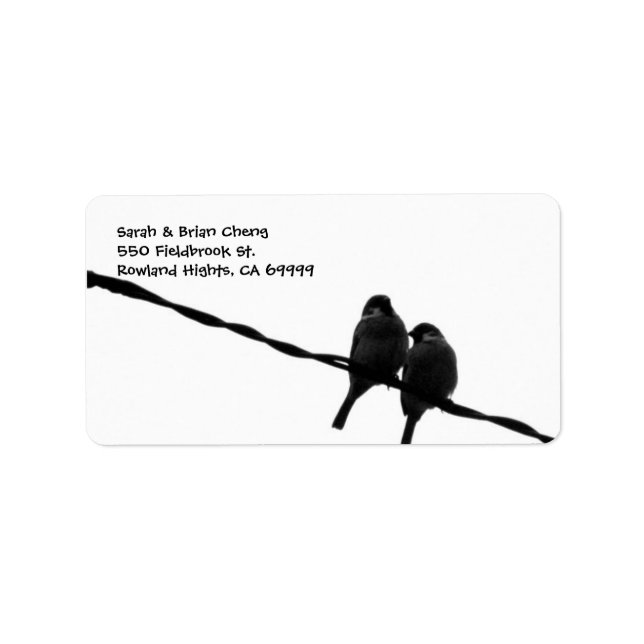 Love Birds Silhouette Wedding Address Lable Label (Front)