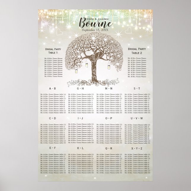 Love Birds Sitting in a Tree Seating Chart (Front)