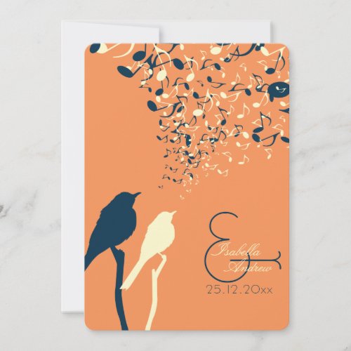 Love Birds Song Wedding Invitation Orange