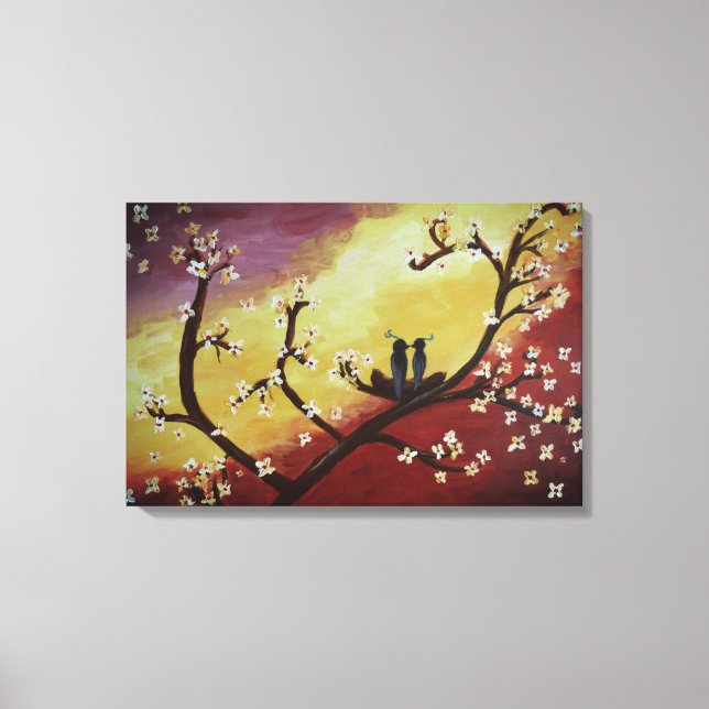 Love Birds Spring Stretched Canvas Print (Front)
