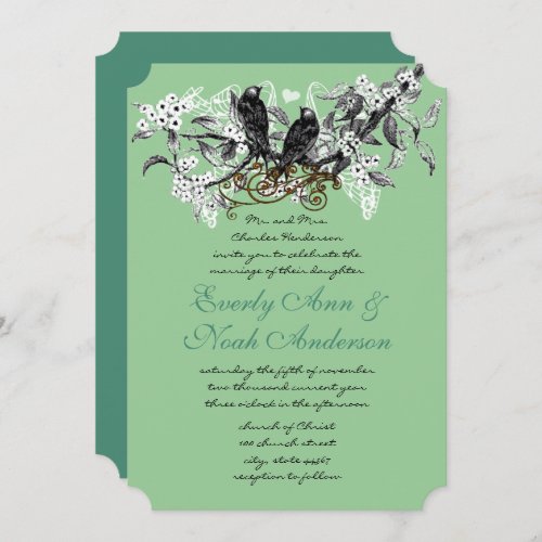 Love Birds Spring Summer Orchard Grove Wedding Invitation