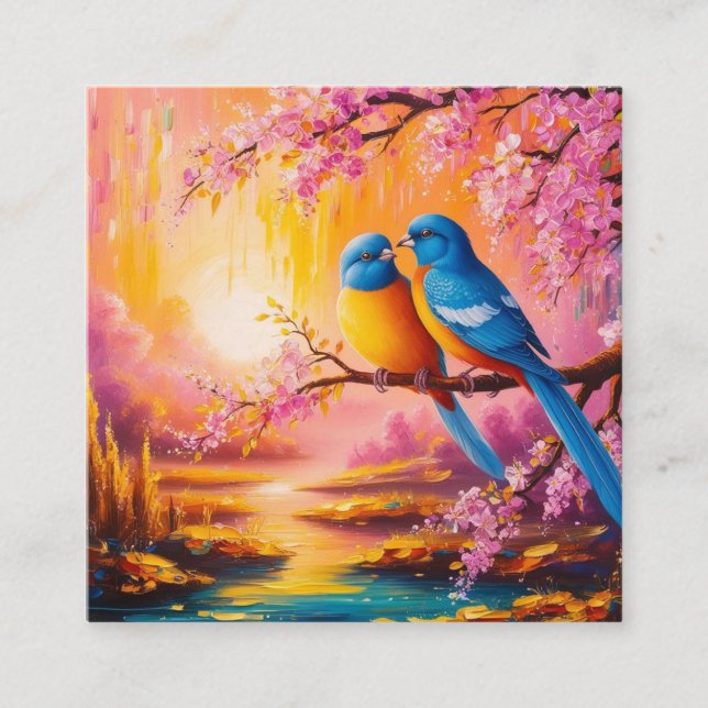 Love birds  square business card (Front)