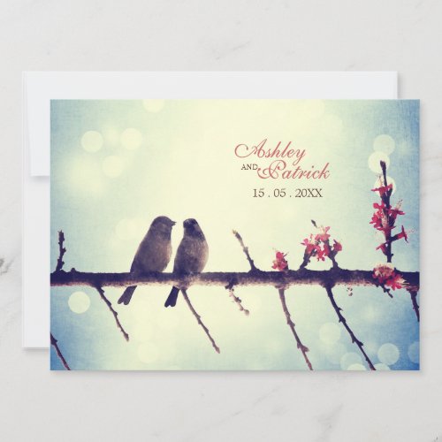 Love birds story horizontal invitation