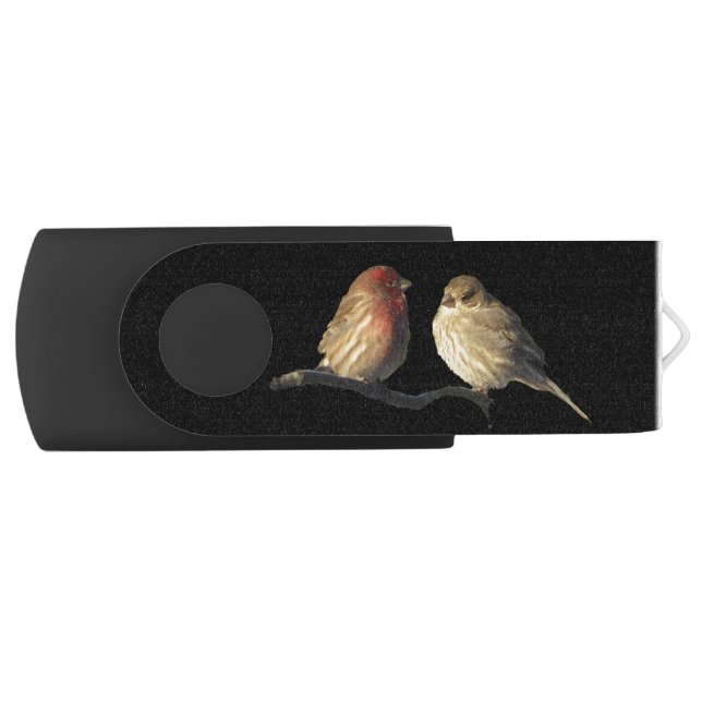 Love Birds Swivel USB 2.0 Flash Drive (Front)