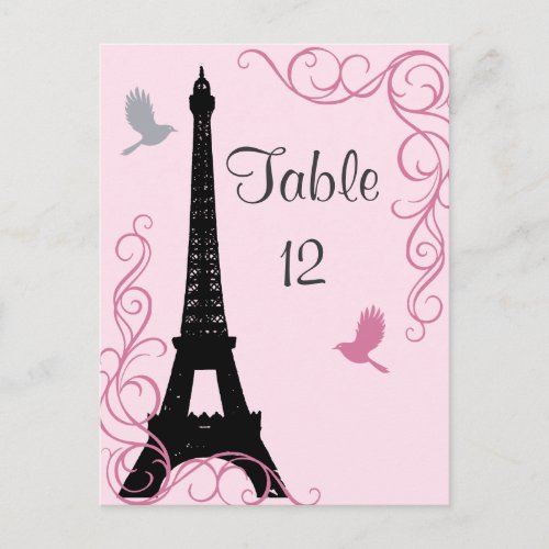 Love Birds Table Number pink
