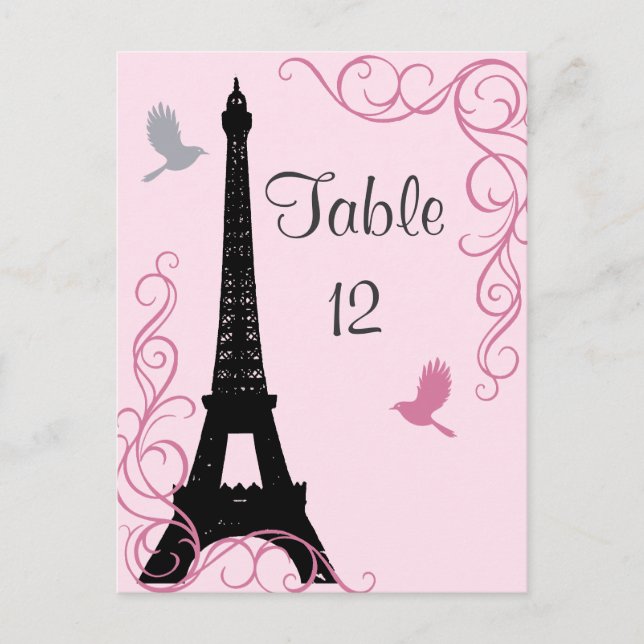 Love Birds Table Number (pink) (Front)