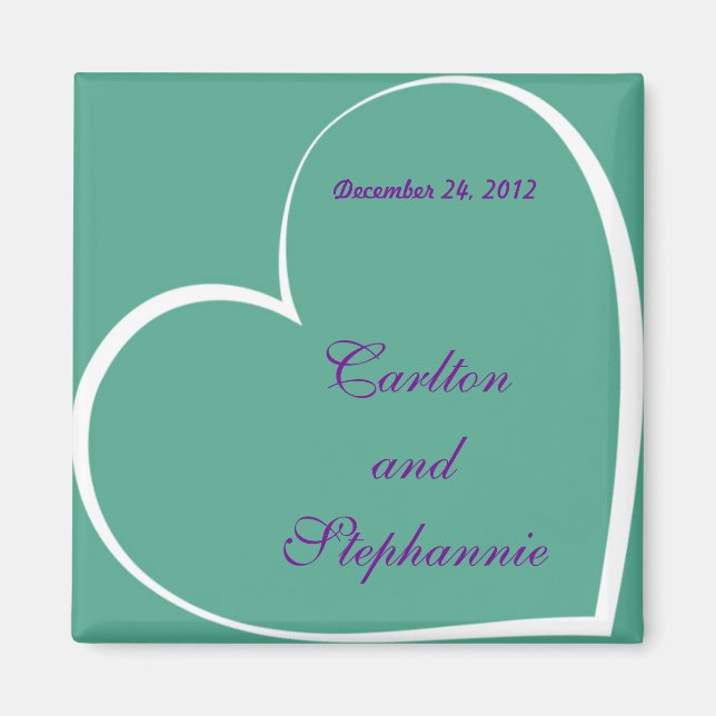 Love Birds Teal/Purple Wedding Magnet (Front)