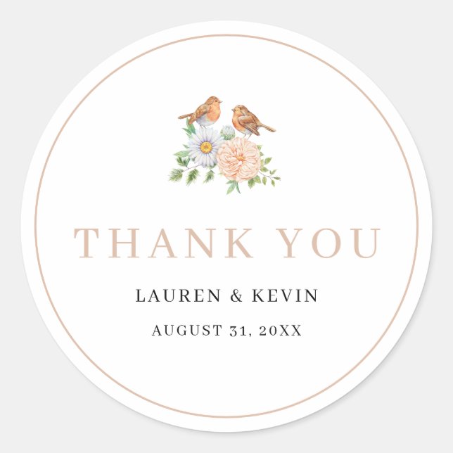 Love birds Thank you Sticker (Front)