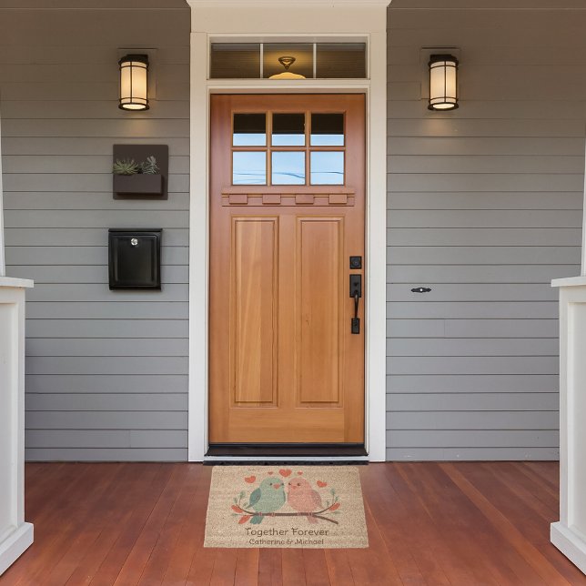 Love Birds Together Forever Valentines Day Wedding Fiber Doormat (Creator Uploaded)