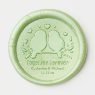 Love Birds Together Forever Valentines Day Wedding Wax Seal Sticker