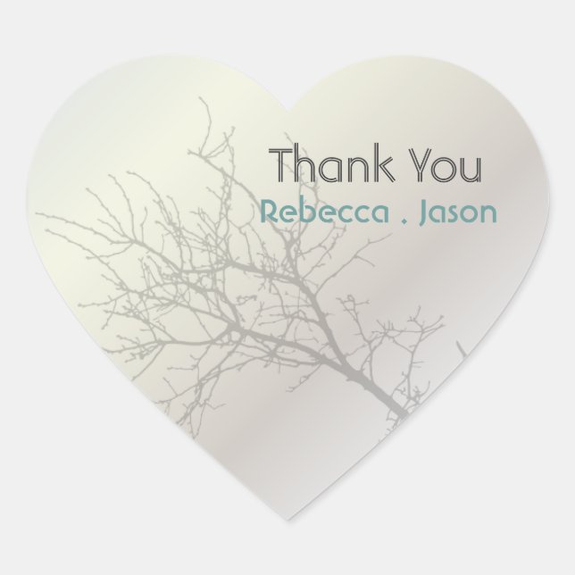 love birds tree outdoor wedding thank you heart sticker (Front)