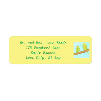 Love Birds Two Parakeets Address Labels