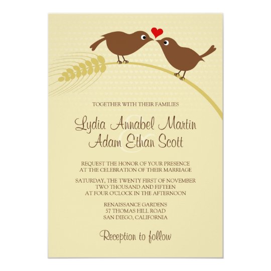 Love Birds Unique Creative Country Wedding Invitation Zazzle Com