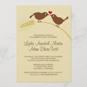 Love Birds Unique Rustic Engagement Party Invitation