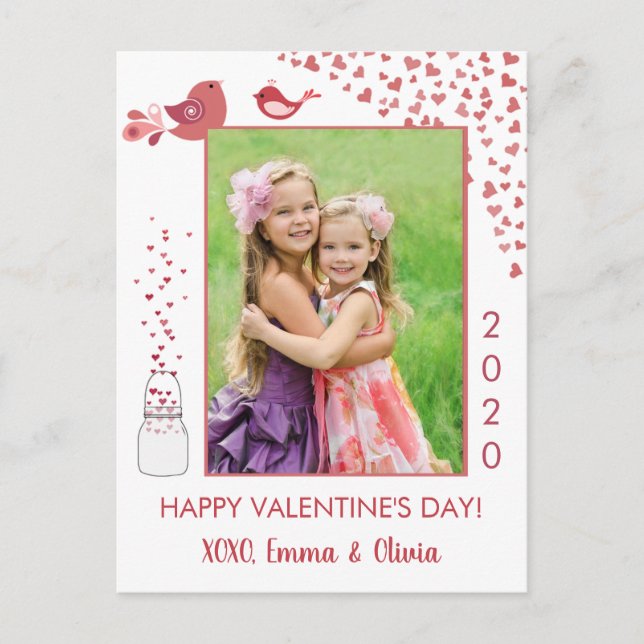 Love Birds Valentine's Day Heart Photo Card (Front)