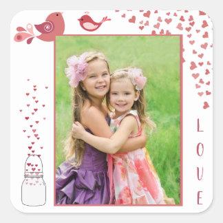 Love Birds Valentine's Day Heart Photo Sticker