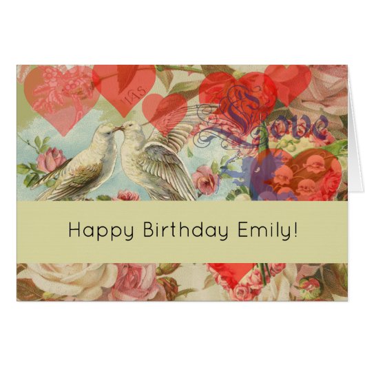 Love Birds Vintage Antique Heart (Front Horizontal)