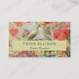 Love Birds Vintage Antique Heart Business Card