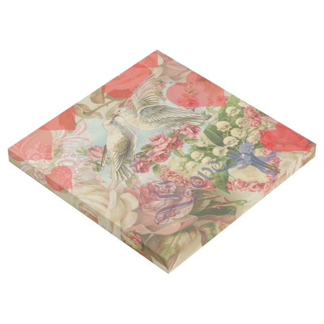 Love Birds Vintage Antique Heart Gallery Wrap (3/4)