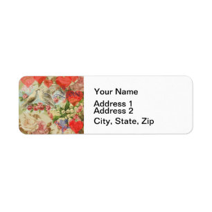 Love Birds Vintage Antique Heart Label