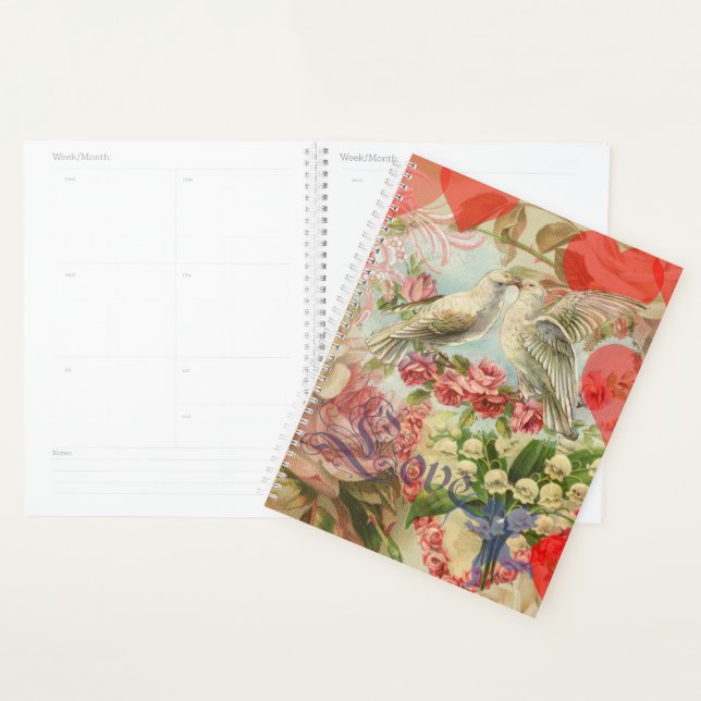 Love Birds Vintage Antique Heart Planner (Display)